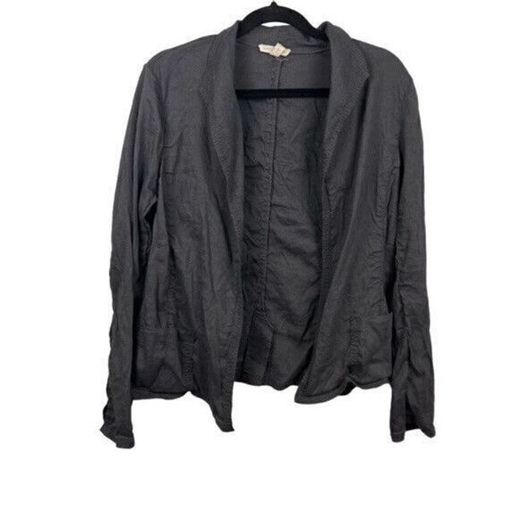 Eileen Fisher Size S Open Front Blazer Women's Brown Linen Blend Jacket Pockets - Picture 1 of 5